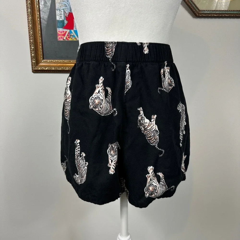 Joyspun Black Boxer Shorts with Tiger Design - SIZE L Loungewear Animal Print - Picture 4 of 6